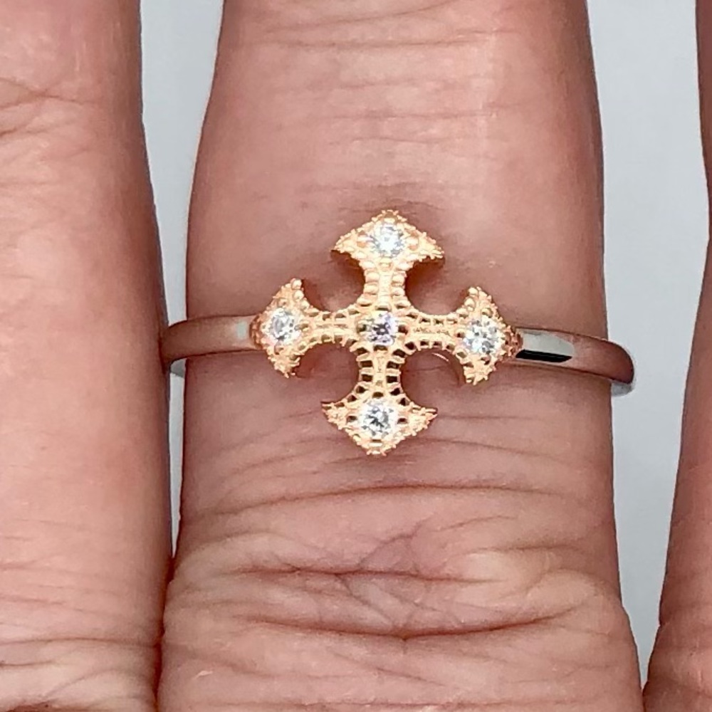 Moissanite Cross 925 Ring - Picture 3 of 3